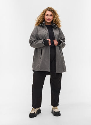 Softshell jacket with detachable hood, Medium Grey Melange, Model image number 3