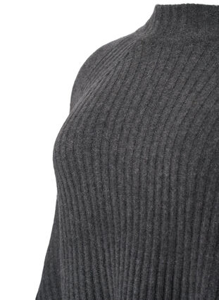 Turtleneck sweater with ribbed texture, Dark Grey Melange, Packshot image number 3