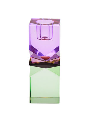 Candle holder in crystal glass, Violet/Mint Comb, Packshot image number 0