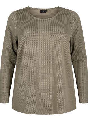 Textured A-line blouse, Greige, Packshot image number 0