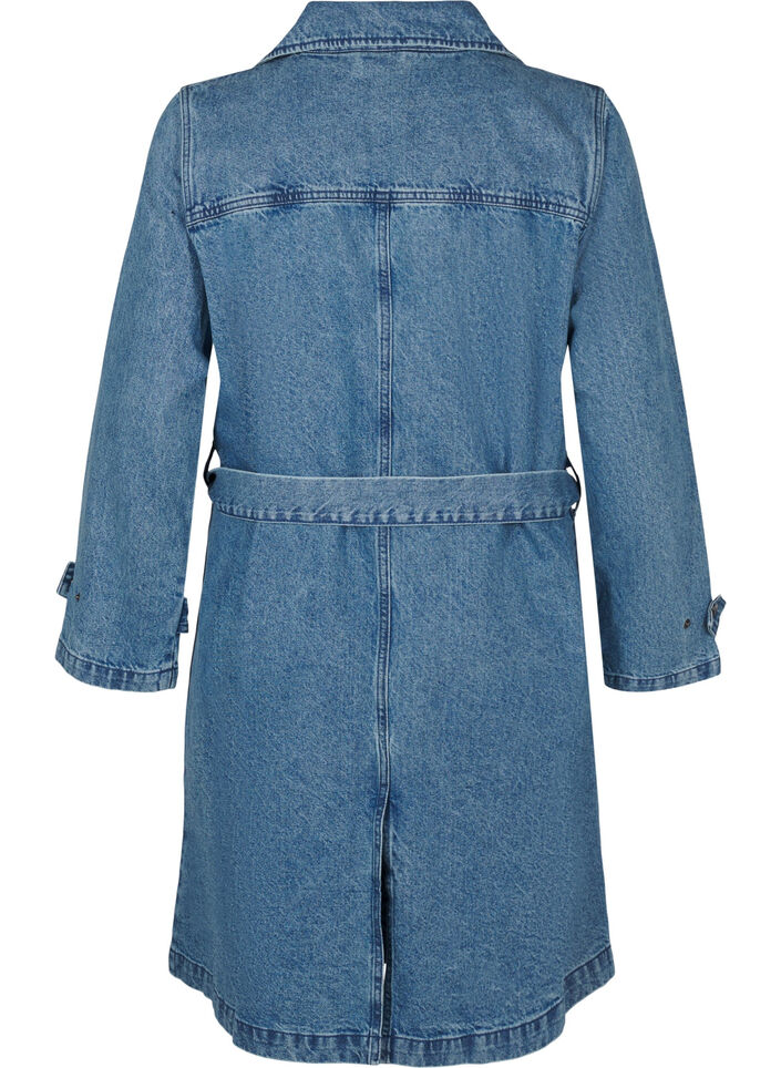 Denim trench coat with belt, Blue Denim, Packshot image number 1