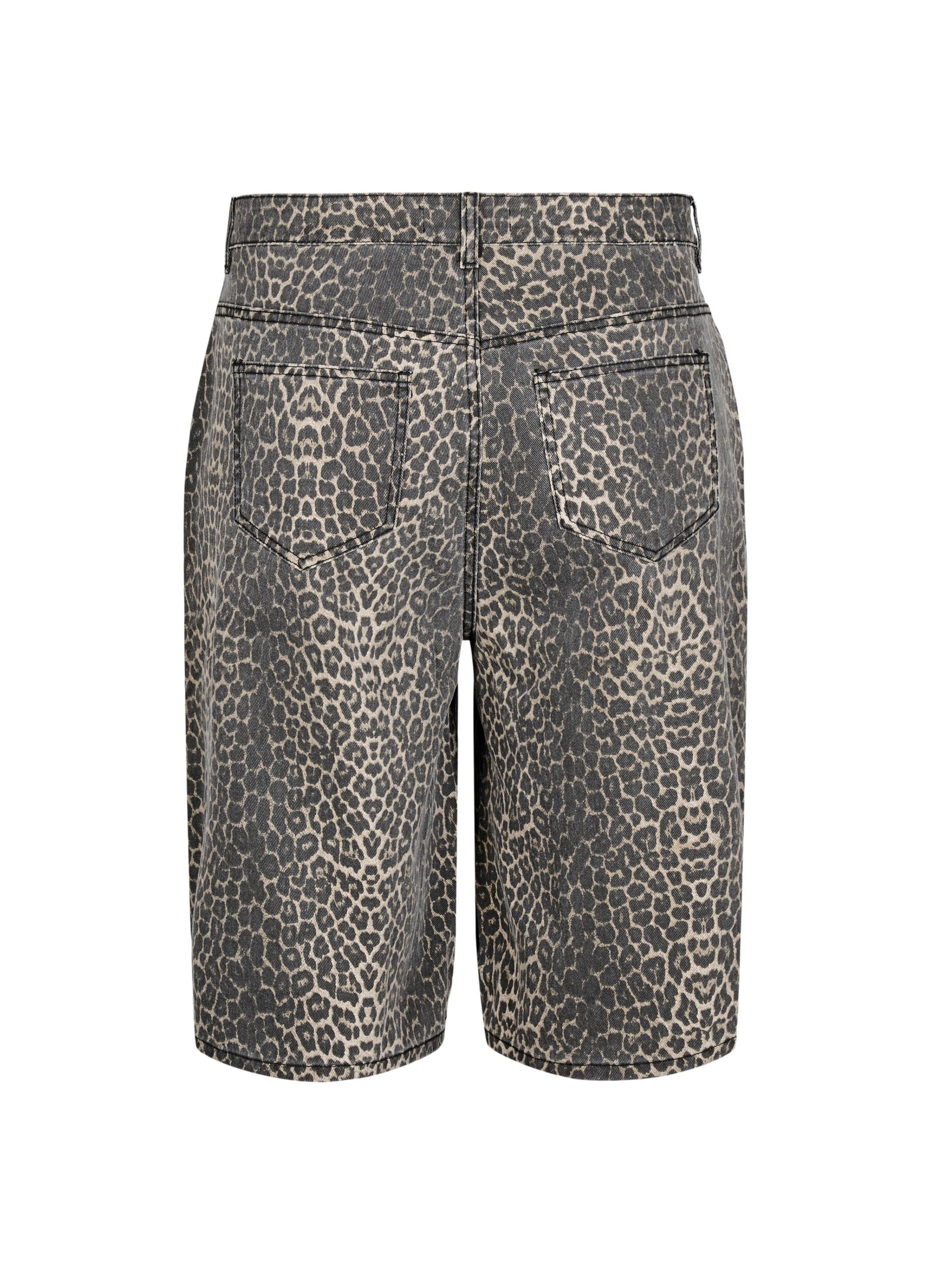 ZizzifashionLeopard print denim Bermuda shorts, Brown, Packshot image number 1