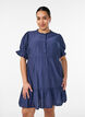 Short viscose dress with ruffle details, Blue, Model image number 0