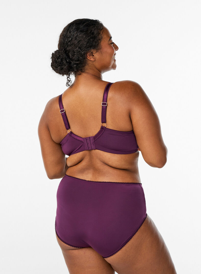 Briefs in microfiber with floral embroidery, Purple, Model image number 1