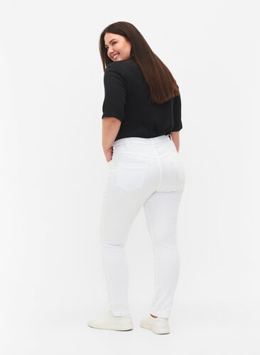Slim fit Emily jeans with normal waist, White, Model image number 1