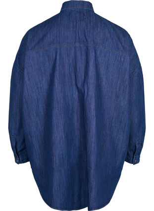 Oversized denim shirt in cotton, Dark blue denim, Packshot image number 1