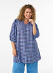 Tunic with gingham check and ruffle collar, Blue, Model image number 0