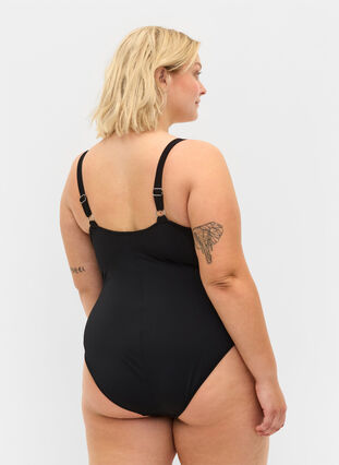 Padded swimsuit with draping, Black, Model image number 1