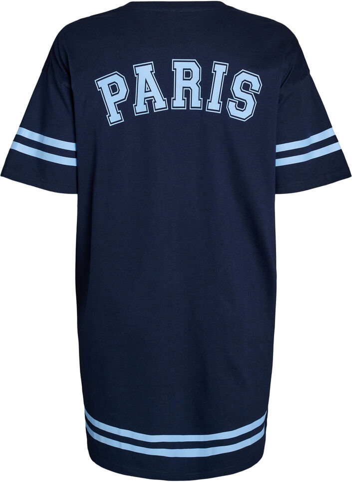 Short T-shirt dress with sporty details, Blue, Packshot image number 1