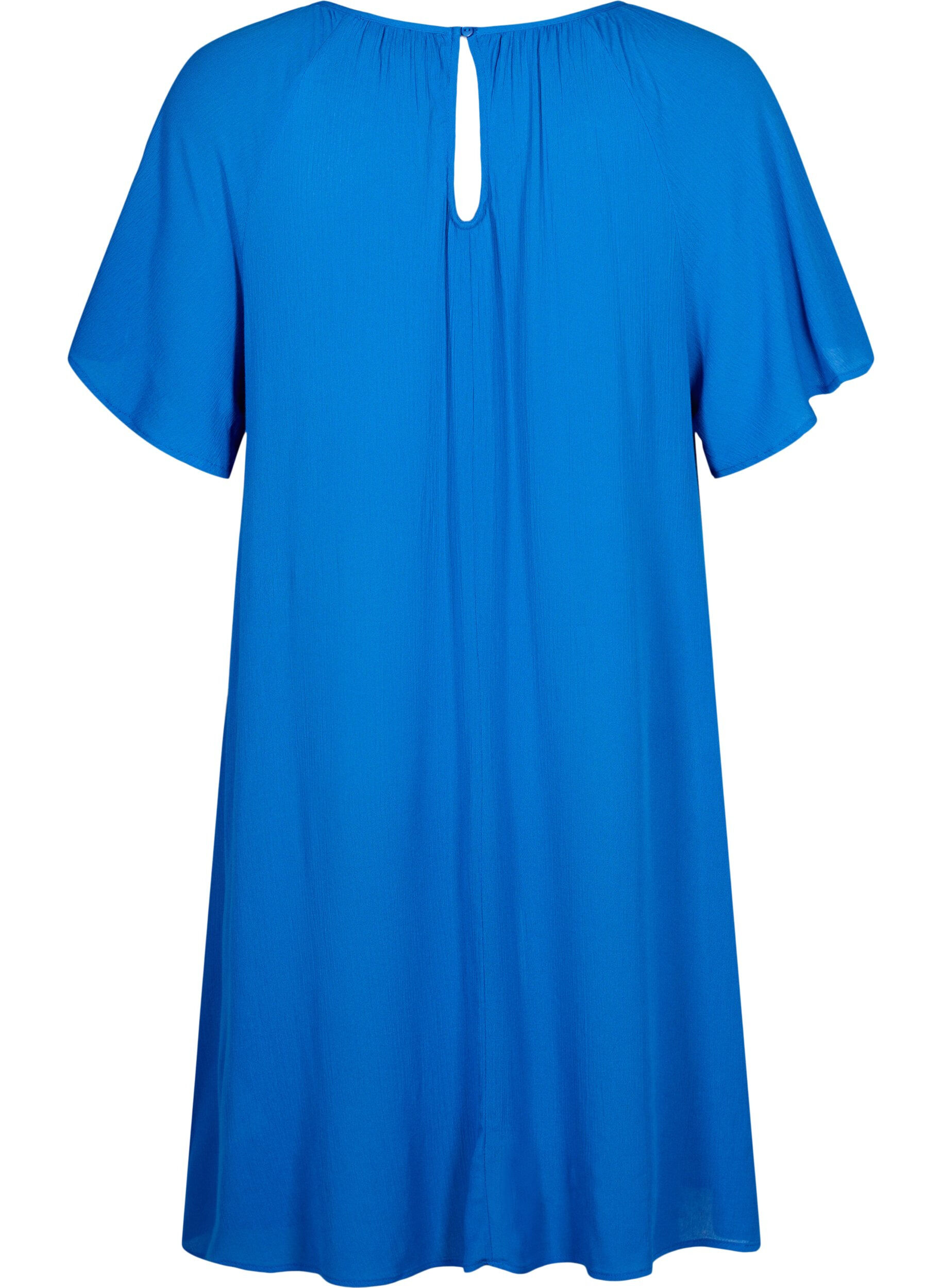 Zizzifashion Viscose dress with short sleeves, Victoria blue, Packshot image number 1