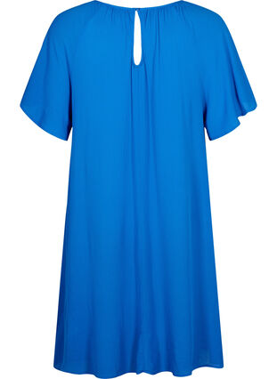 Viscose dress with short sleeves, Victoria blue, Packshot image number 1
