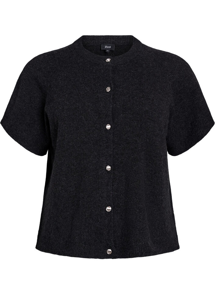 Knitwear cardigan with short sleeves, Dark Grey, Packshot image number 0