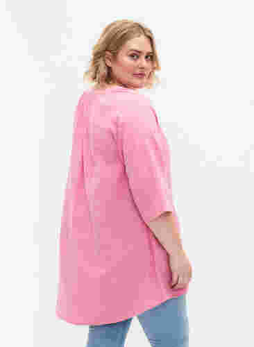 3/4 sleeve tunic in cotton, Rosebloom, Model image number 1