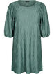 Short dress with texture and 3/4 sleeves, Green, Packshot image number 0