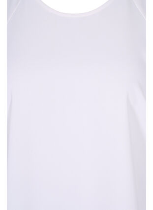 Short-sleeved blouse with rounded neckline, Bright White, Packshot image number 2
