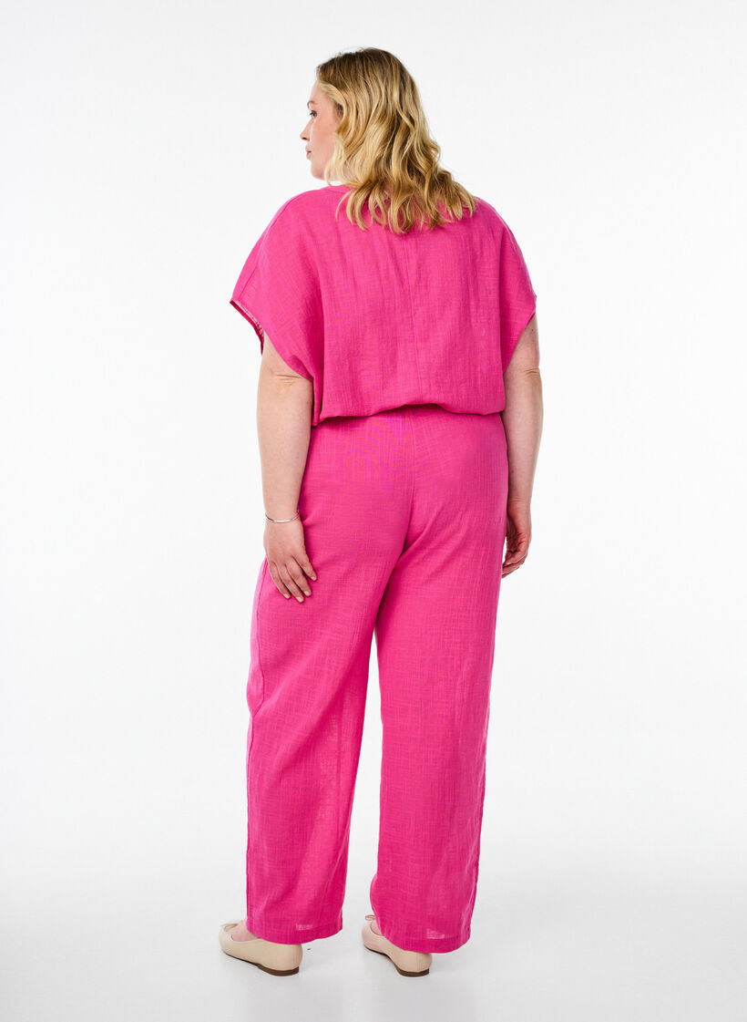 FLASH - Straight fit trousers with high waist, Pink, Model image number 1