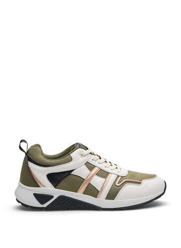 Wide fit trainers, Army Green/Rose Gold, Packshot image number 0