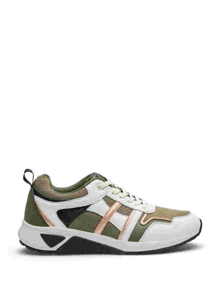 Wide fit trainers, Army Green/Rose Gold, Packshot