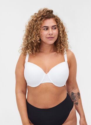 Bra with moulded cups and underwire, Bright White, Model image number 0