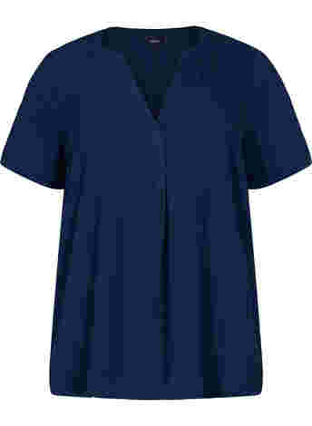 Short-sleeved v-neck blouse