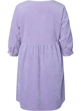 Velvet dress with 3/4-length sleeves and buttons, Wisteria, Packshot image number 1