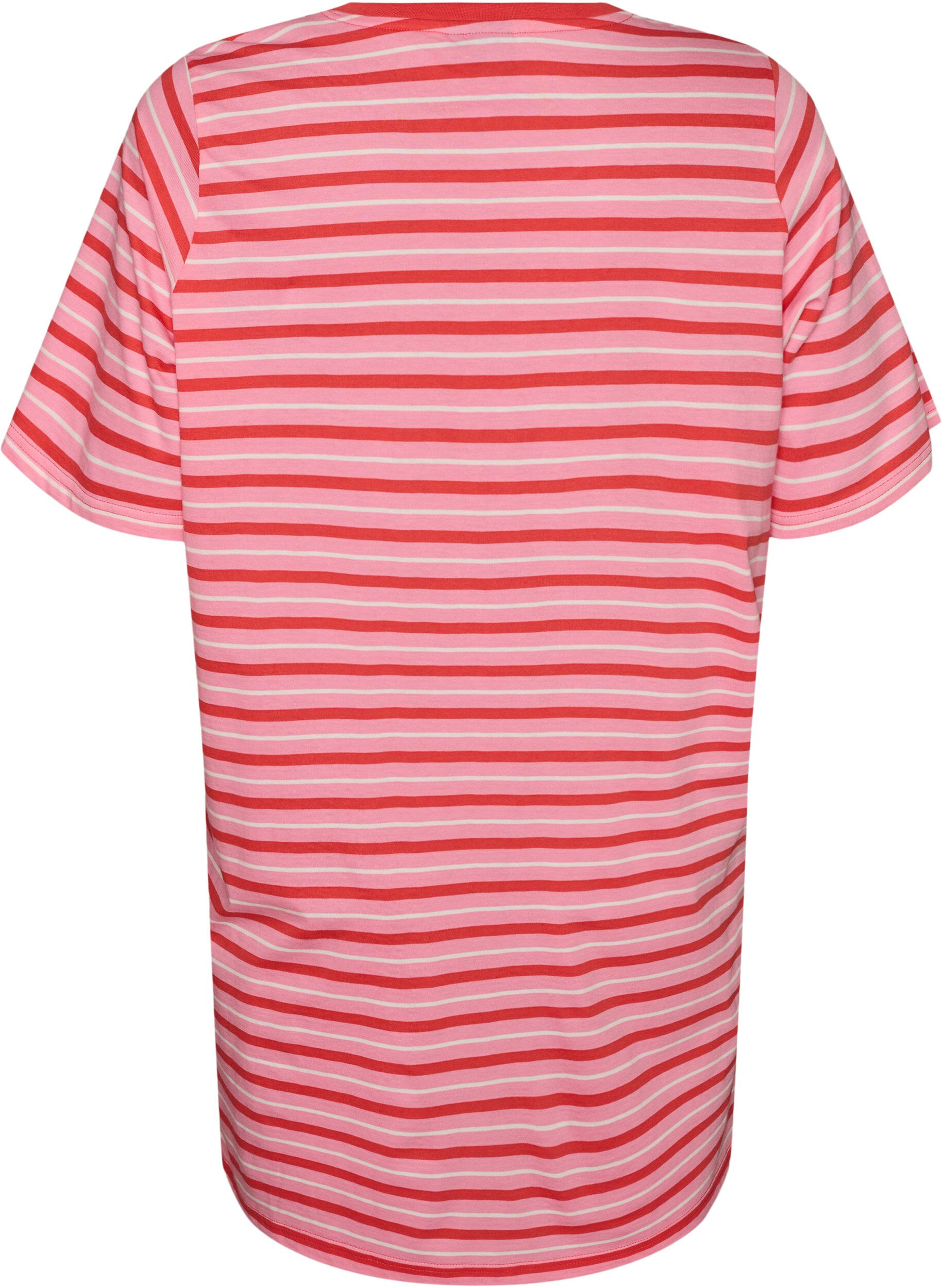 ZizzifashionLong oversized striped T-shirt in organic cotton, Pink, Packshot image number 1