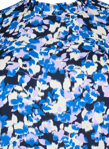 FLASH - Long sleeve dress with floral print, Blue Purple Flower, Packshot image number 2