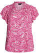 Patterned viscose blouse with ruffle details, Pink, Packshot image number 0