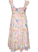 Long floral dress in lyocell with ruffles, White, Packshot image number 1