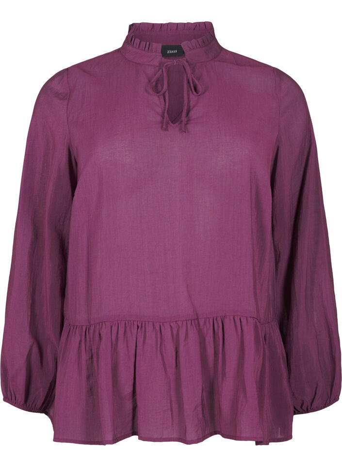 Viscose blouse with peplum, Purple, Packshot image number 0