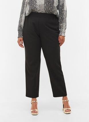 Monochrome trousers with straight fit, Black, Model image number 2
