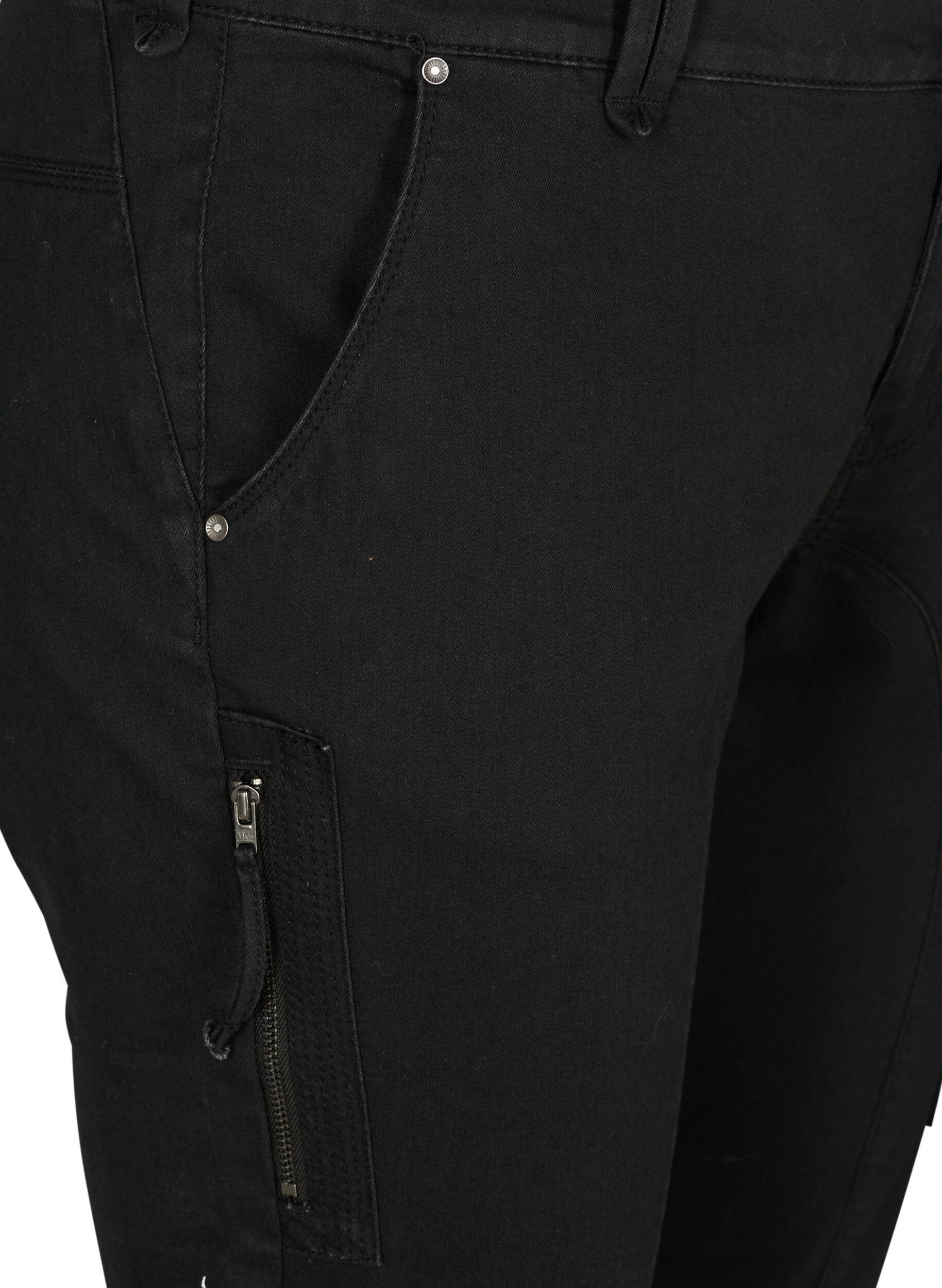 Zizzifashion Slim fit capri jeans with pockets, Black, Packshot image number 2