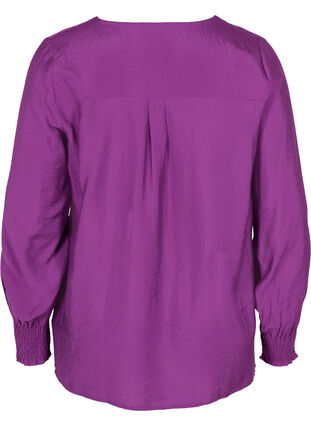 Viscose shirt with smock sleeves, Grape Juice, Packshot image number 1