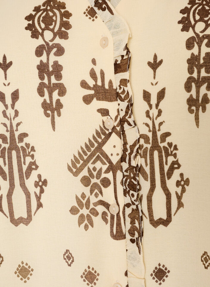 Dress with ornament print and ruffle collar, Beige, Packshot image number 2