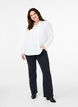 Long-sleeved shirt blouse with V-neck, Bright White, Model image number 2