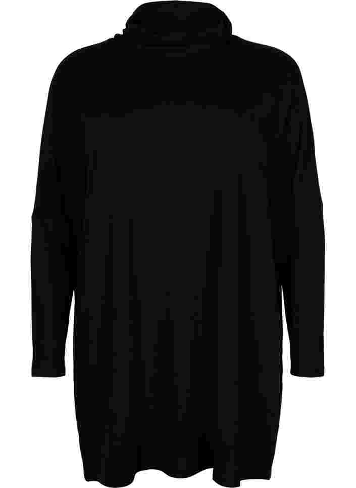 Tunic with long sleeves and high neck, Black, Packshot image number 0