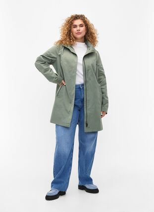 Jacket with pockets and high collar, Sea Spray, Model image number 2
