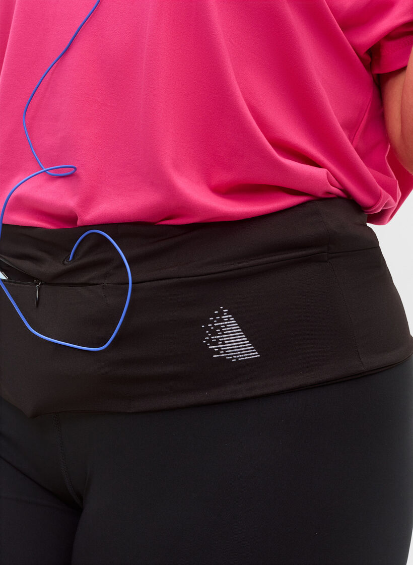 Reflector running belt with pockets, Black, Model image number 1