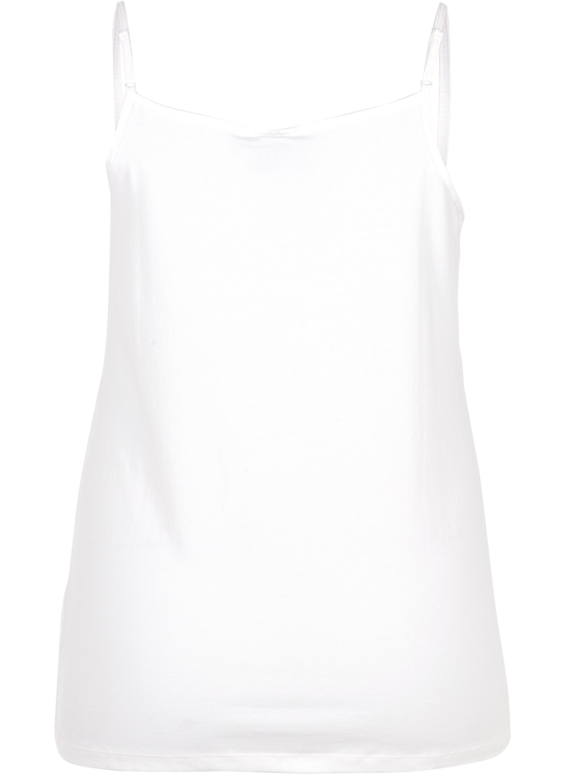 ZizzifashionBasic cotton spaghetti strap top, White, Packshot image number 1
