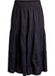 Ankle-length cotton skirt with a smocked waist, Black, Packshot image number 0