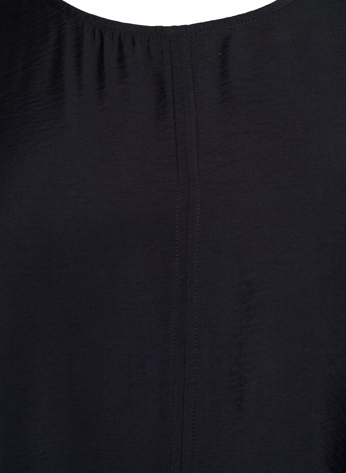 A-line viscose dress with short sleeves, Black, Packshot image number 2