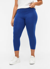 Basic 3/4-length viscose leggings, Monaco Blue, Model