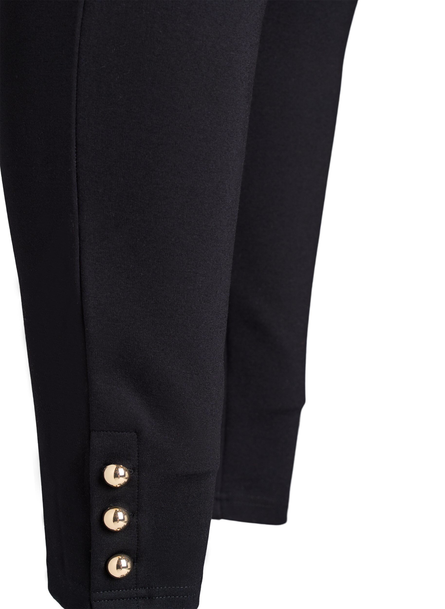 Zizzifashion Leggings with buttons at the bottom, Black, Packshot image number 3