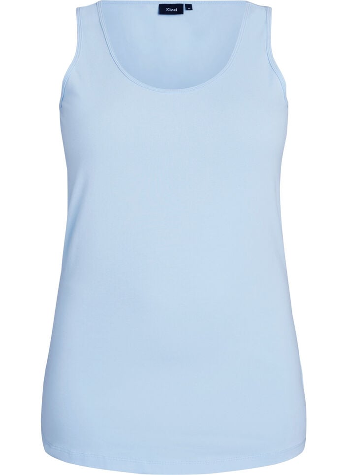 Solid color basic top in cotton, Light Blue, Packshot image number 0