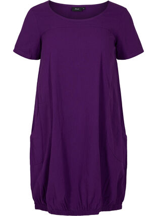 Short-sleeved cotton dress, Violet Indigo, Packshot image number 0