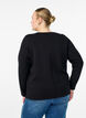 Jersey blouse with round neck, Black, Model image number 2
