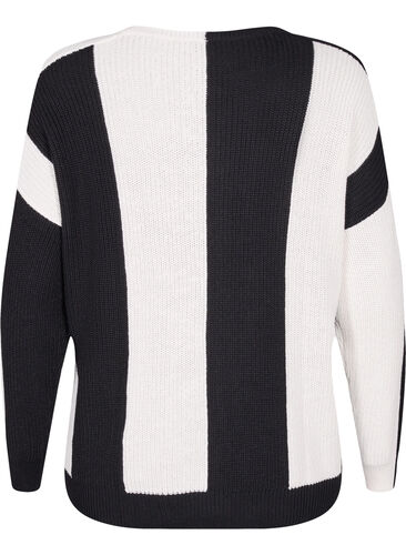 Striped colorblock sweater, Black w. Cloud D., Packshot image number 1