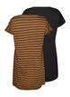 2-pack T-shirt dress with short sleeves, Brown, Packshot image number 1