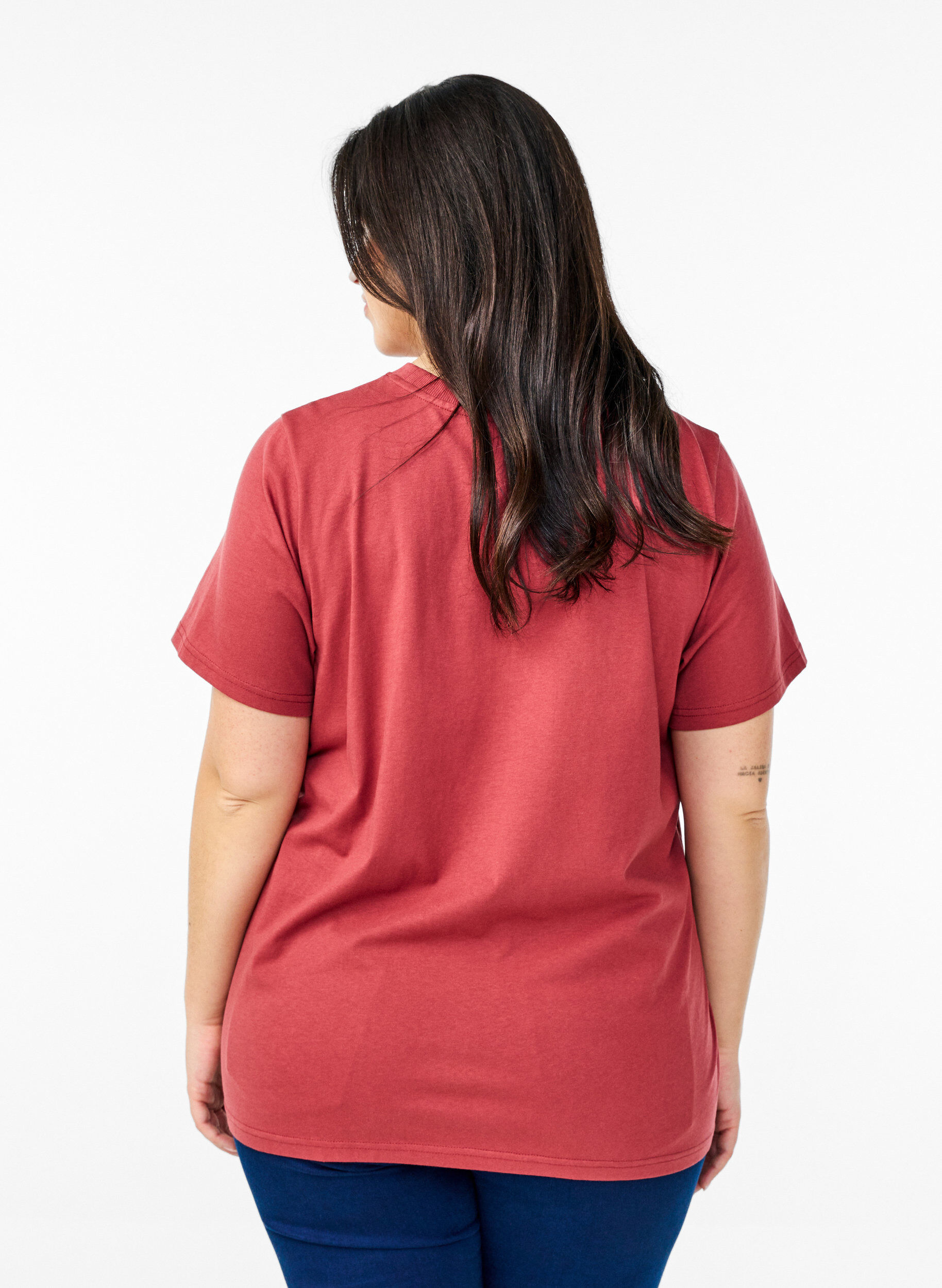 ZizzifashionBasic cotton T-shirt with round neck, Red, Model image number 2
