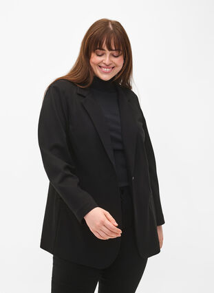 Simple blazer with button closure, Black, Model image number 0